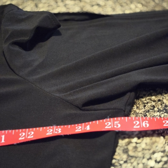 Allison Daley Black Top 2X Tunic Length 3/4 Cold Shoulder Sleeve White Polka Dot - Picture 13 of 14